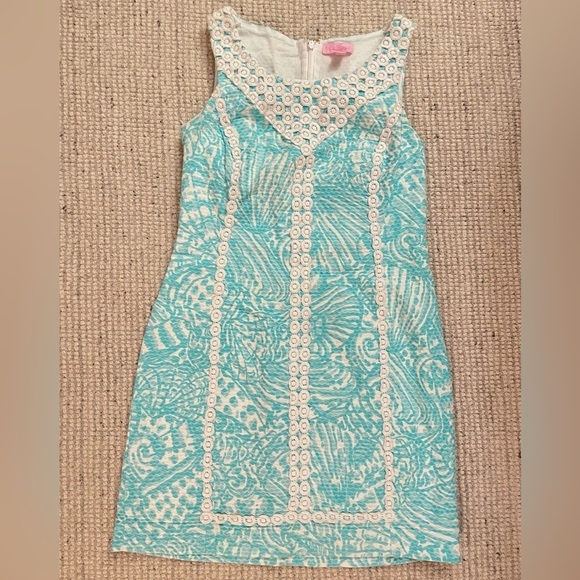 Lilly Pulitzer Macfarlane Shorely Blue Shift Dress - Picture 3 of 10